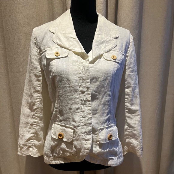 Merona White Linen Blazer Jacket Women’s Small - Picture 7 of 16